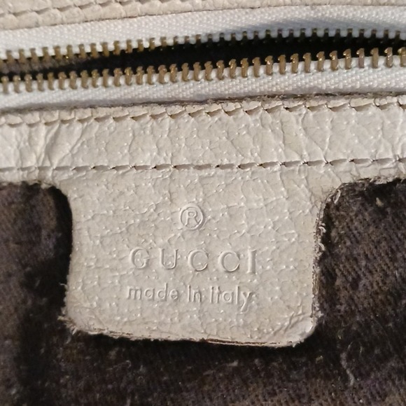 Gucci Tote Bag STUDDED Shoulder Bag RED Green Strap IVORY LEATHER added patch - Picture 7 of 16